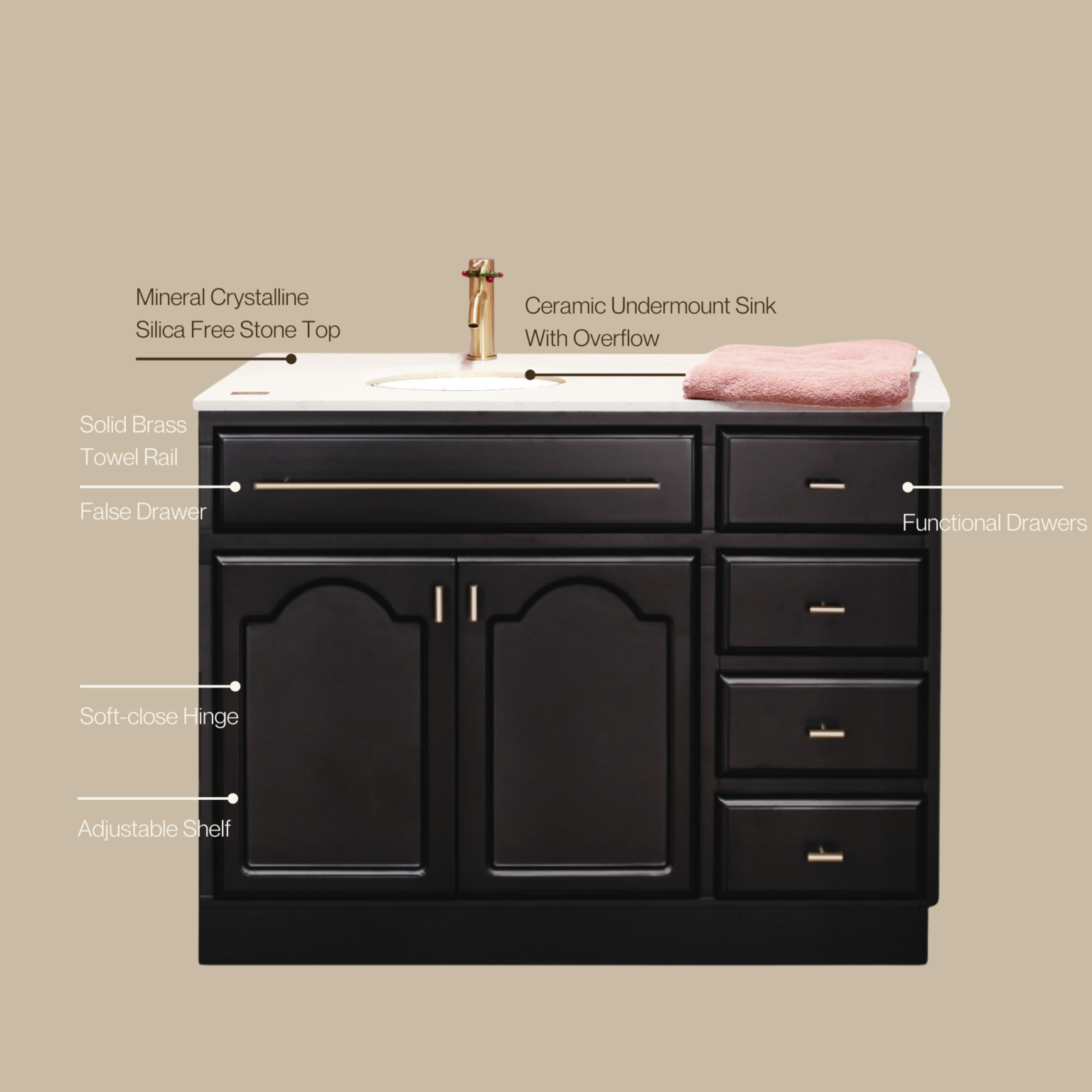 Elise Vanity 1200 - Black