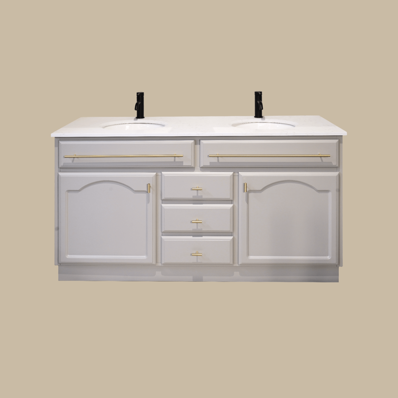 Elise Vanity 1500 Double Bowl - Pearl Grey