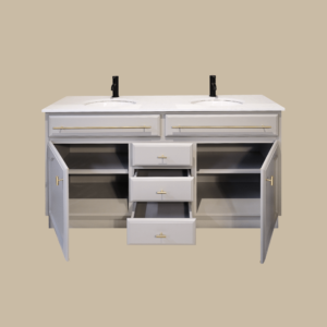 Elise Vanity 1500 Double Bowl - Pearl Grey