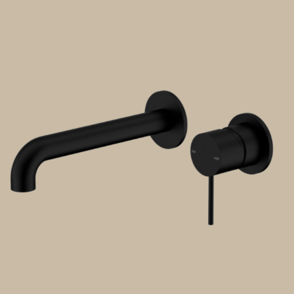 Mecca Wall Basin/Bath Mixer Separate Back Plate 230mm Matte Black