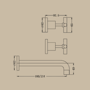 X Plus Wall Basin Set 215mm - Matte Black