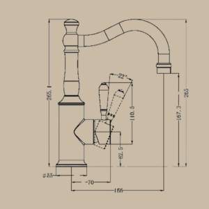 York Basin Mixer Hook Spout With White Porcelain Lever - Aged Brass