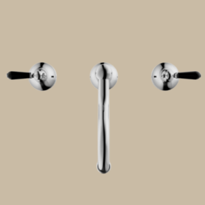 York Basin Set With Black Porcelain Lever - Chrome