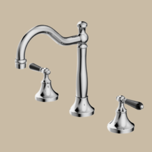 York Basin Set With Black Porcelain Lever - Chrome