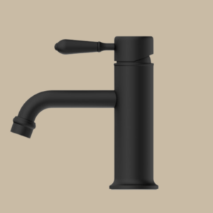 York Straight Basin Mixer With Metal Lever - Matte Black