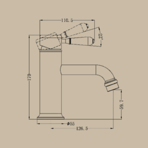 York Straight Basin Mixer With Metal Lever - Matte Black