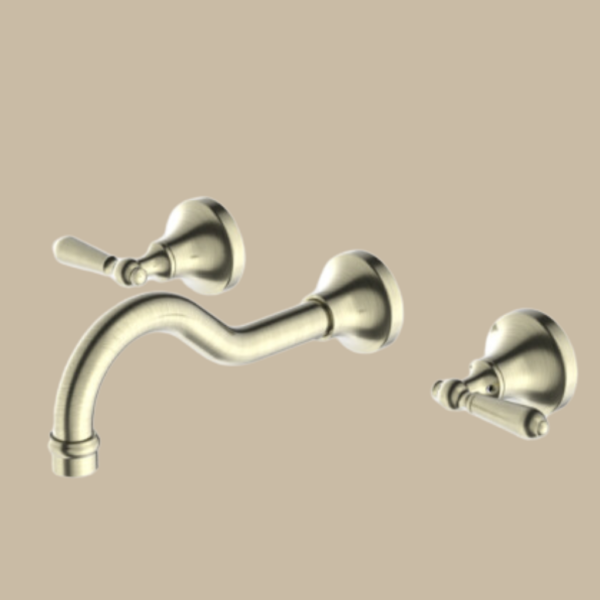 York Wall Basin Set With Metal Lever - Aged Brass