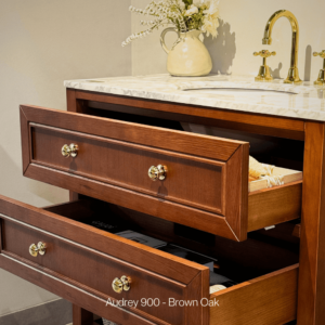 Audrey Vanity Freestanding 900 Single Bowl - Brown Oak 