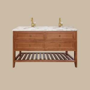 Audrey Vanity Freestanding 1500 Double Bowl - Brown Oak 