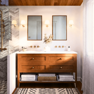 Audrey Vanity Freestanding 1500 Double Bowl - Brown Oak 